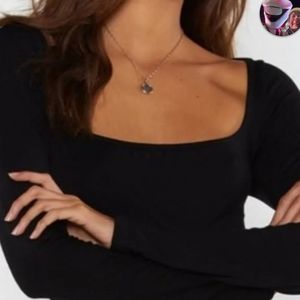 Nasty Gal black body suit square neckline 95 poly, 5 estaline US 12 EUC